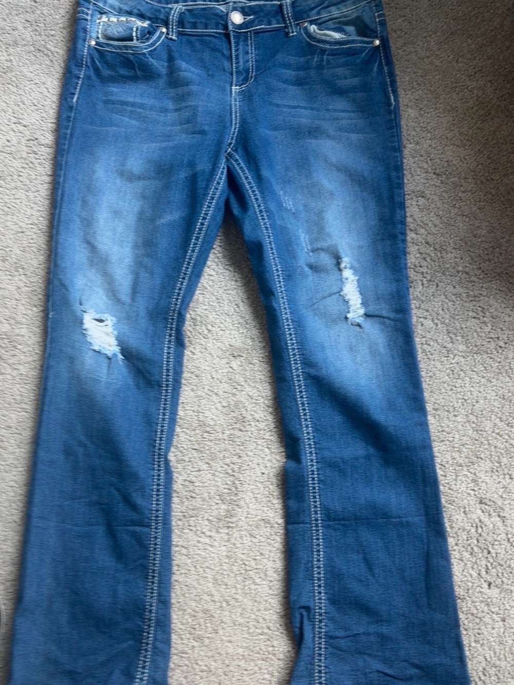 Soundgirl Women's Distressed Blue Flare Jeans